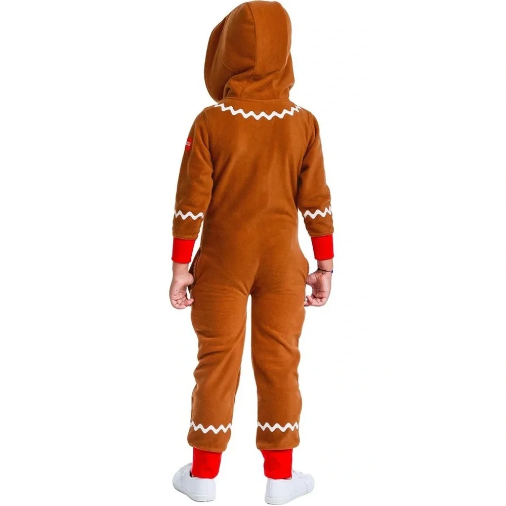 NEW Tipsy Elves Youth XL Gingerbread Man Fleece Jumpsuit Brown Holiday One Piece